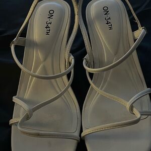 ON 34TH Elegant White Strappy Heels